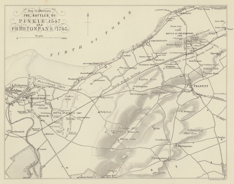地图来说明Pinkie 1547和Prestonpans 1745的战斗 作者 英语学校