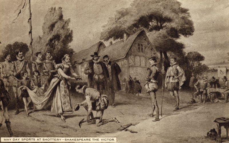 Shottery 的五一运动，胜利者威廉·莎士比亚（石版画） 作者 英语学校