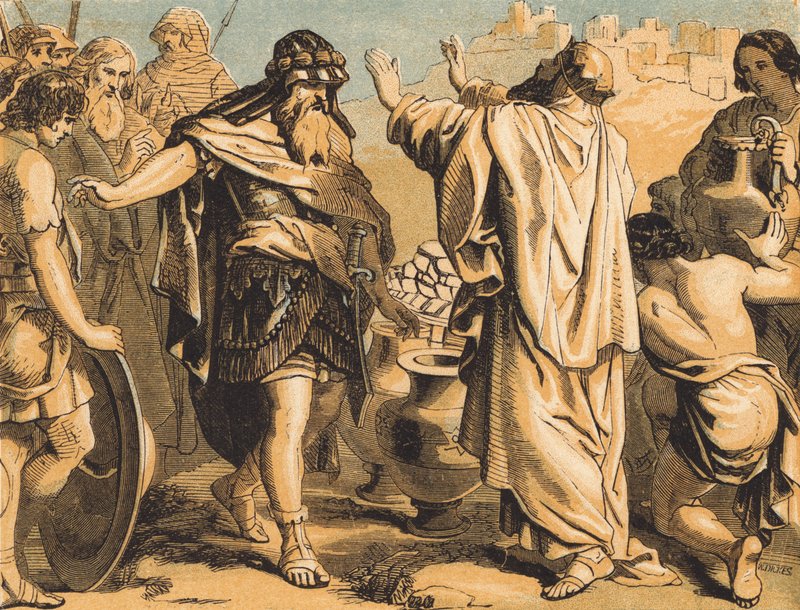 Melchizedek blessing Abraham (coloured engraving) 作者 英语学校