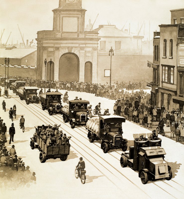 创造历史的时刻。1926年的大罢工（纸上水粉画 作者 英语学校