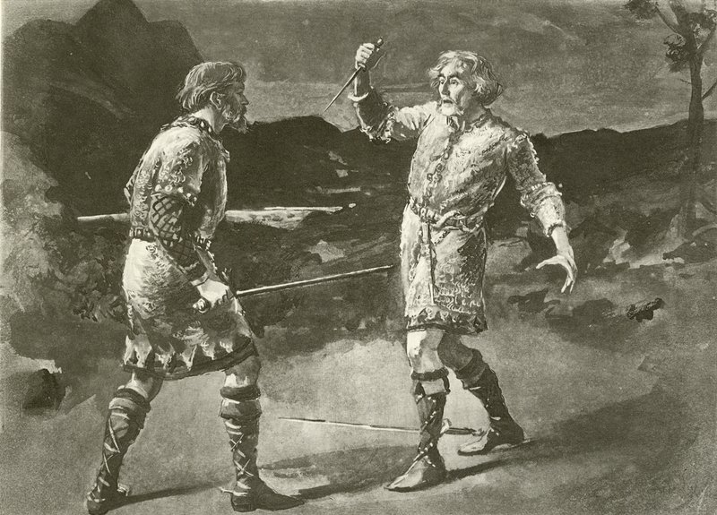 亚历山大先生为麦克德夫，欧文先生为麦克白（凹版） 作者 英语学校