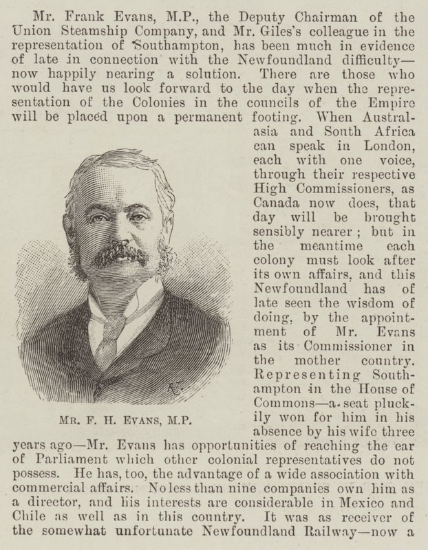 F H Evans 先生，议员（雕刻） 作者 英语学校