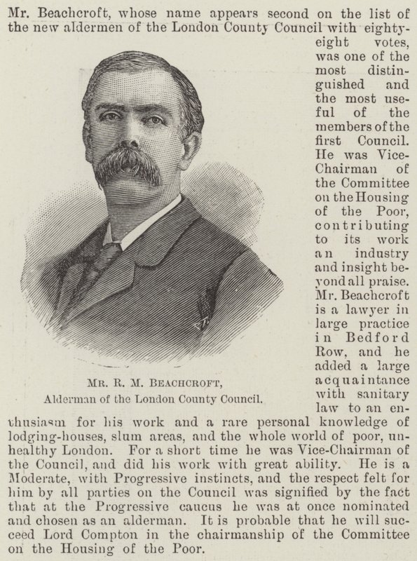 伦敦郡议会议员 R M Beachcroft 先生（版画） 作者 英语学校