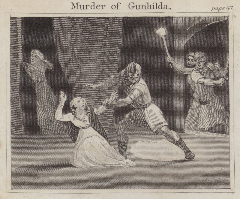 Gunhilda的谋杀案（雕刻）。 作者 英语学校