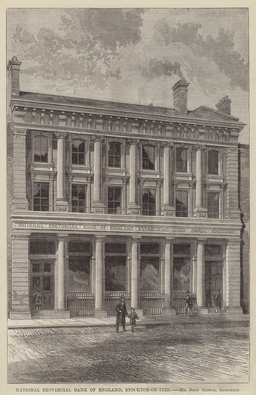 英国国家省级银行，Stockton-on-Tees（雕刻）。 作者 英语学校
