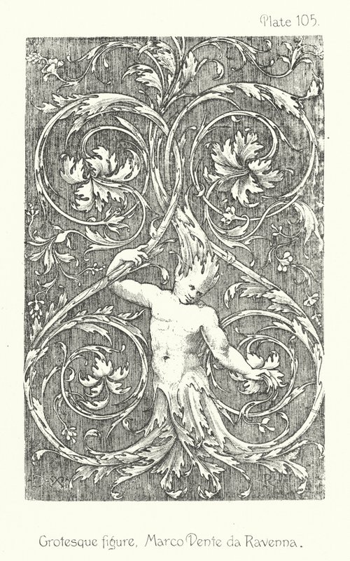 装饰中的自然：怪诞人物，Marco Dente da Ravenna（石版画） 作者 英语学校