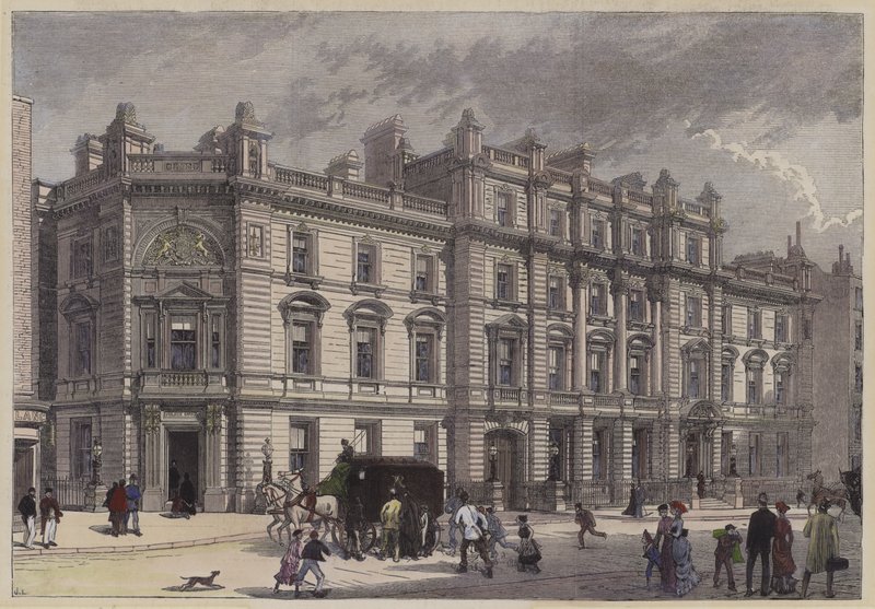 新法院和警察局，伦敦弓街，约 1880 年（彩色雕刻） 作者 英语学校