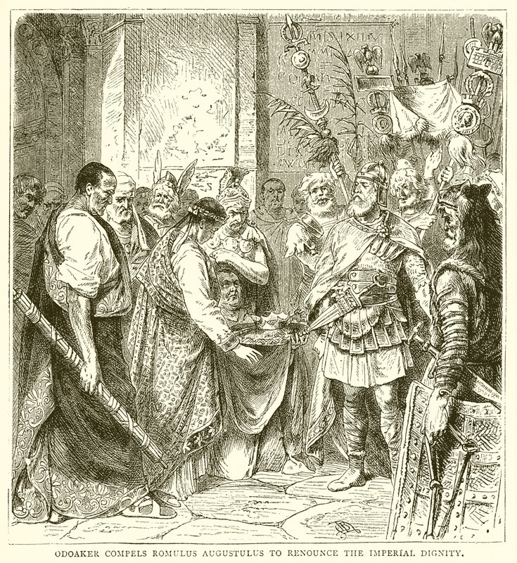 Odoaker迫使Romulus Augustulus放弃帝国的尊严 作者 英语学校