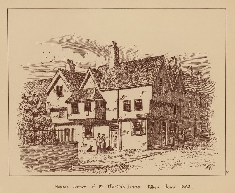 老房子，圣马丁巷一角，1866 年拆毁（石版画） 作者 英语学校
