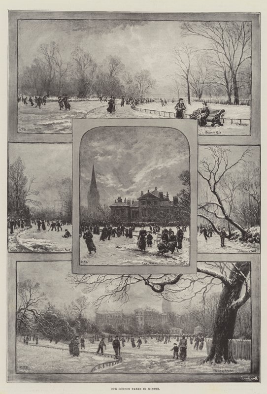 我们在冬天的伦敦公园（石版画） 作者 英语学校