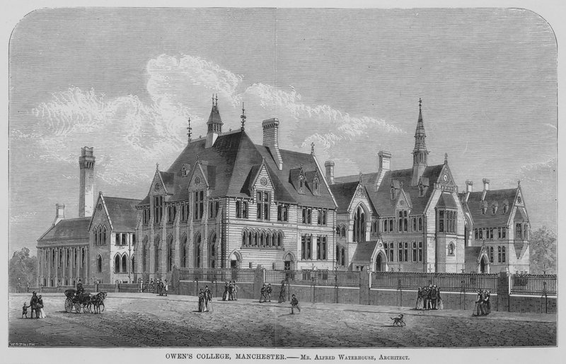 欧文学院，曼彻斯特（雕刻）。 作者 英语学校