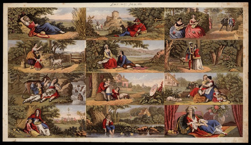 Page of Victorian printed scraps (coloured engraving) 作者 英语学校