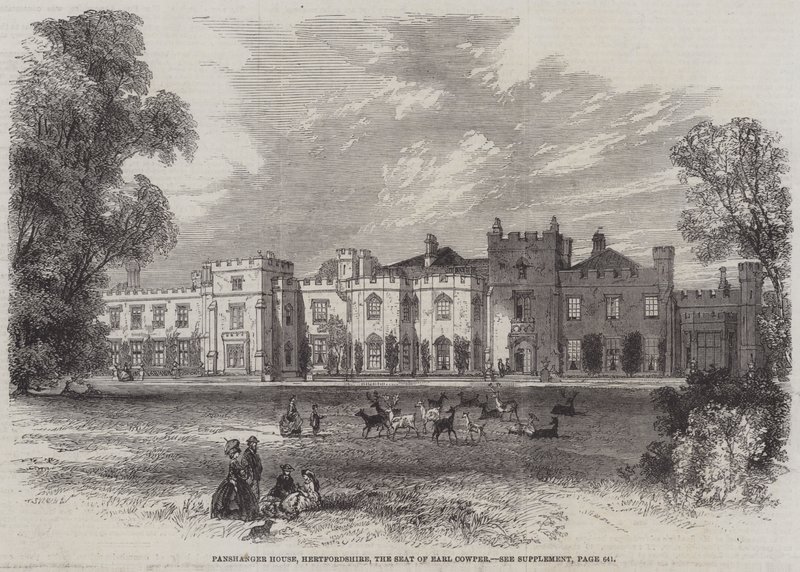 Panshanger House，赫特福德郡，考珀伯爵的座位（雕刻） 作者 英语学校