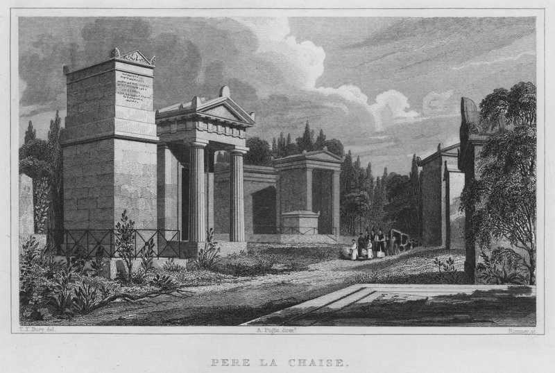 巴黎，Pere La Chaise（雕刻）。 作者 英语学校