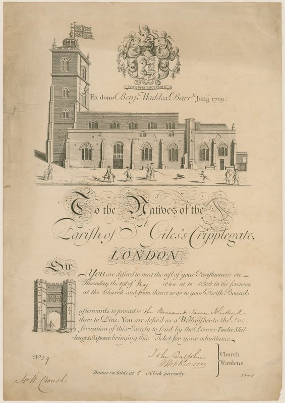 St Giless Cripplegate的教区，敲打界限，邀请，1860年 作者 英语学校
