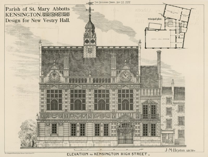 肯辛顿St Mary Abbotts教区，为新Vestry Hall设计 作者 英语学校