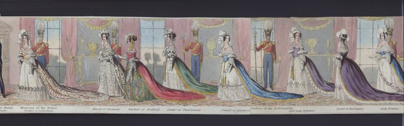 维多利亚女王大婚全景的一部分，约 1840 年（手绘水彩） 作者 英语学校
