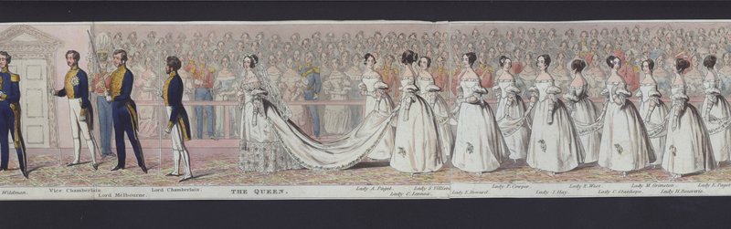 维多利亚女王大婚全景的一部分，约 1840 年（手绘水彩） 作者 英语学校