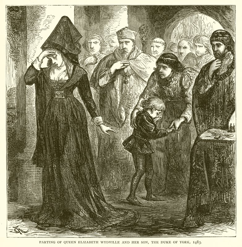 女王伊丽莎白维德维尔和她的儿子，约克公爵分开，1483年 作者 英语学校