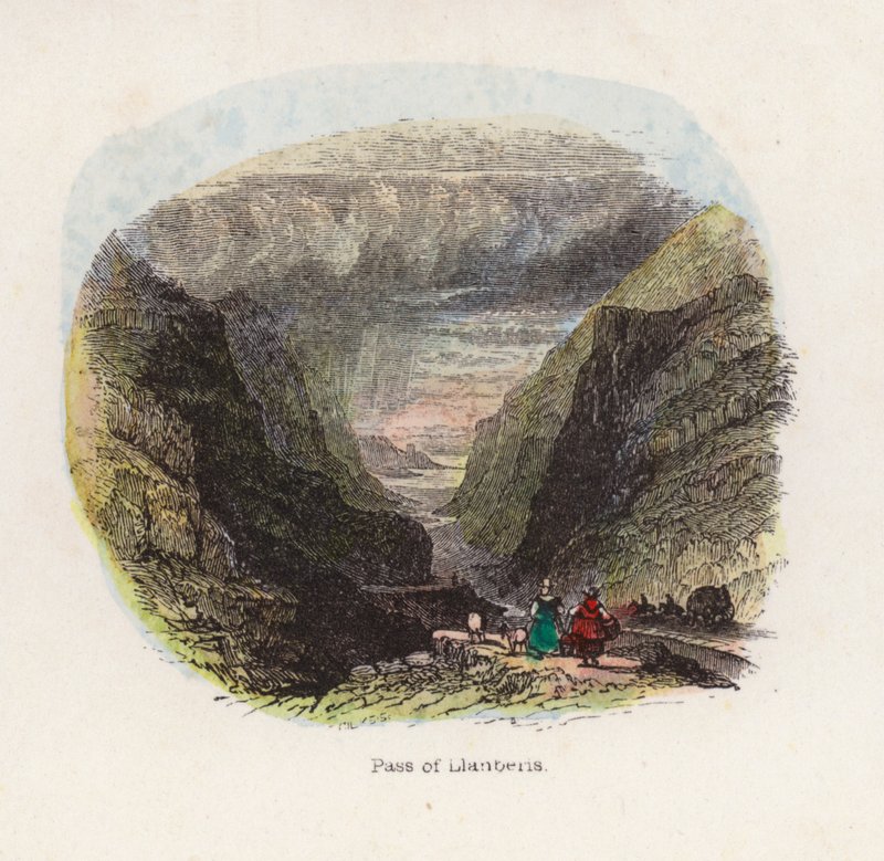 Llanberis 的通行证（彩色雕刻） 作者 英语学校