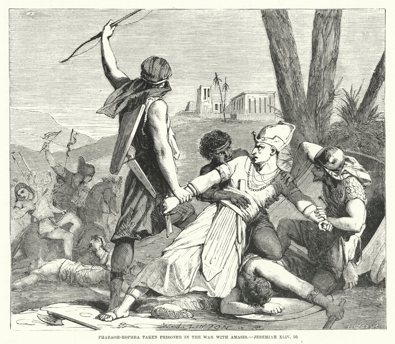 Pharaoh-Hophra taken Prisoner in the War with Amasis, Jeremiah XLIV, 30 (engraving) 作者 英语学校