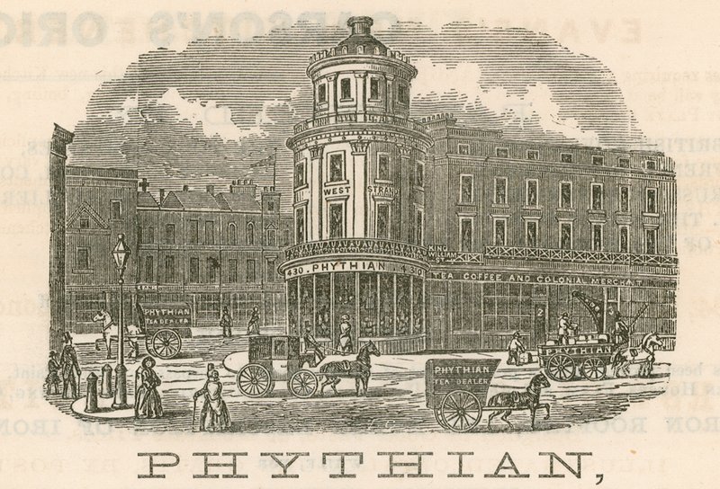 Phythian，批发和家庭茶叶经销商和外国仓库管理员，430 West Strand和1-3 King William Street，London 作者 英语学校