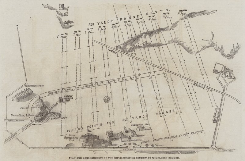 温布尔登公开赛步枪射击比赛的计划和安排（版画） 作者 英语学校