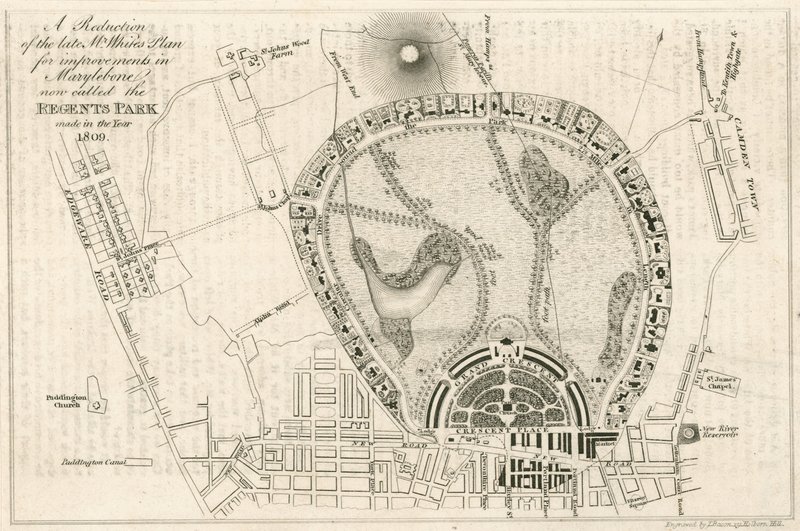 计划在1809年制造伦敦马里波恩（Marylebone），现在称为摄政公园（Regents Park） 作者 英语学校