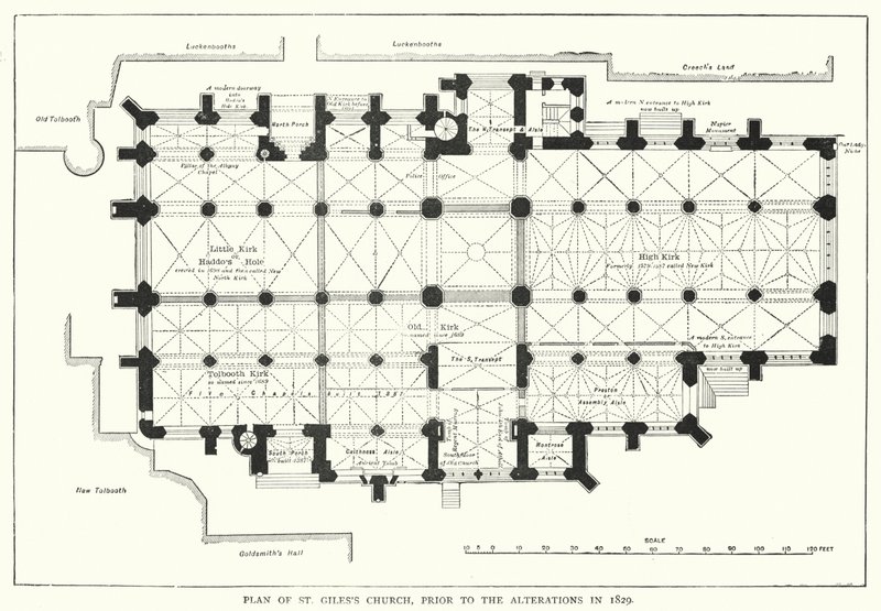 圣吉尔斯教堂的平面图，在1829年的改建之前（雕刻）。 作者 英语学校