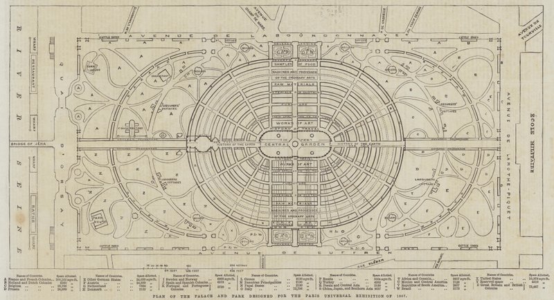 Plan of the Palace and Park designed for the Paris Universal Exhibition of 1867 (engraving) 作者 英语学校