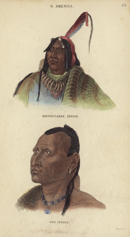 Moenitarre Indian和Oto Indian（彩色版画）的肖像 作者 英语学校