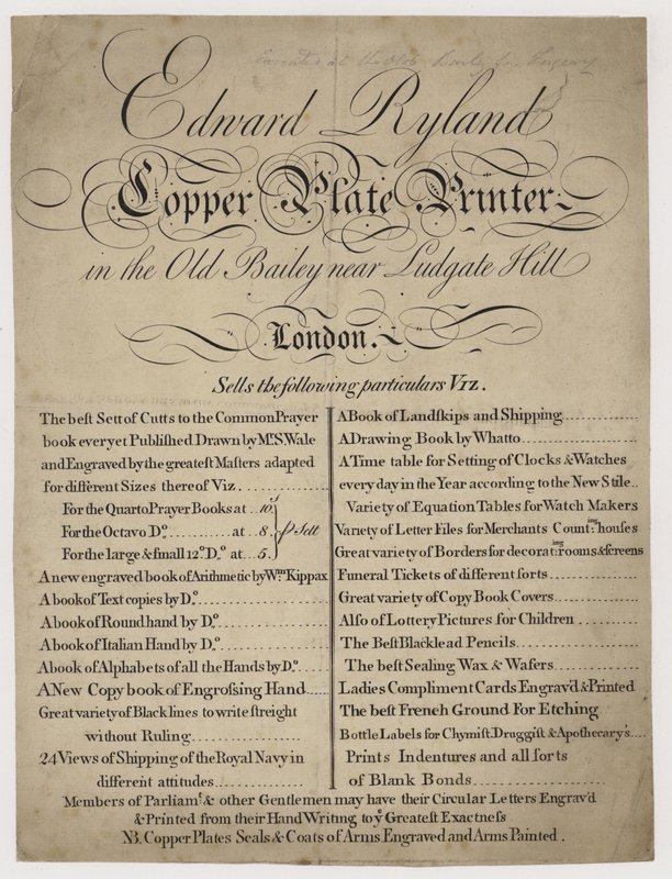打印机，Edward Ryland，交易卡 作者 英语学校