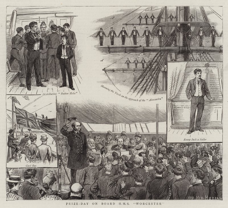 HMS Worcester 船上的颁奖日（雕刻） 作者 英语学校