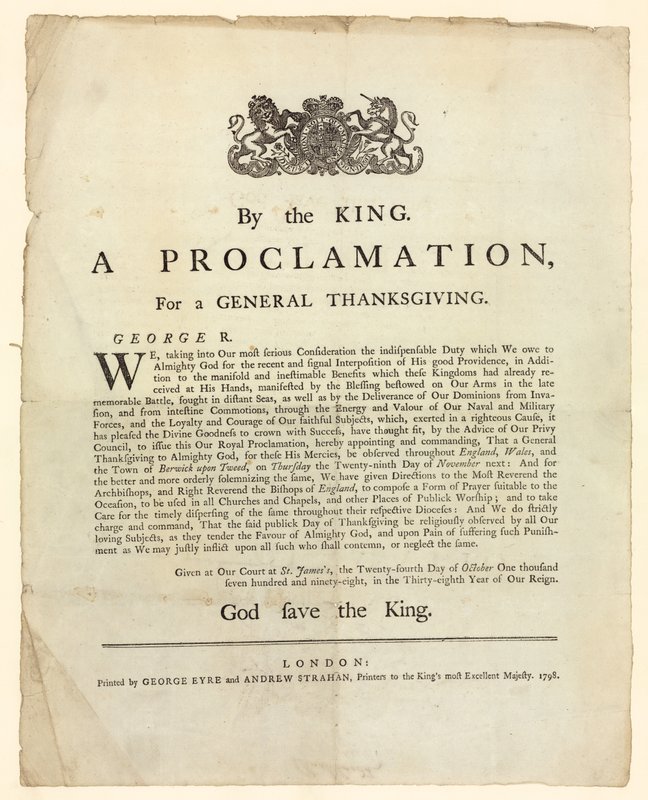 宣布感恩节将军，1798年 作者 英语学校