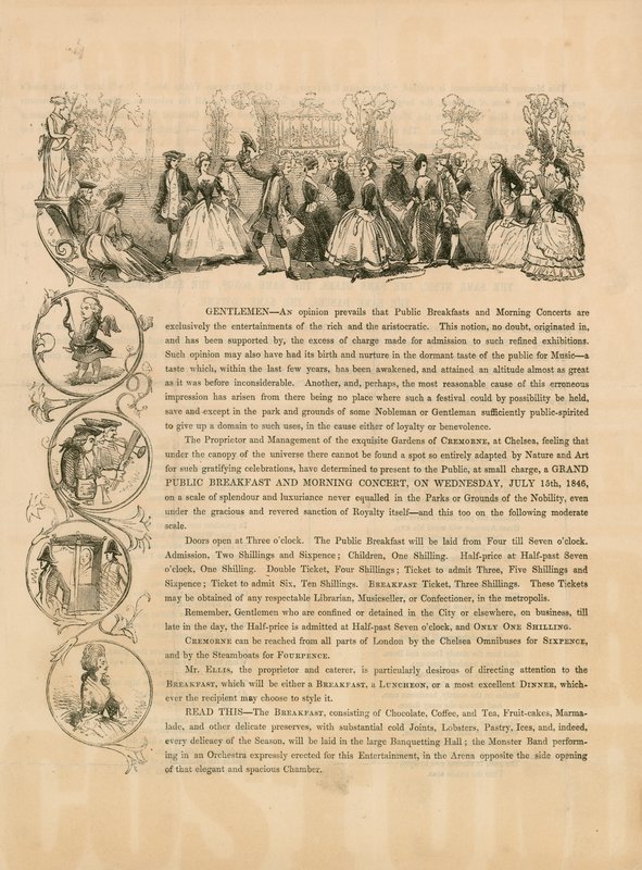 1846年7月15日的大型公共早餐和早间音乐会宣传单张 作者 英语学校