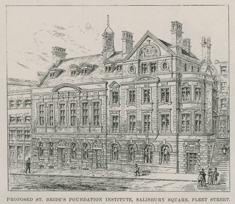 拟议的St Brides Foundation Institute，Salisbury Square，Fleet Street 作者 英语学校