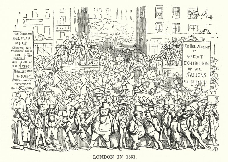 潘趣的漫画。1851年的伦敦（雕版画 作者 英语学校