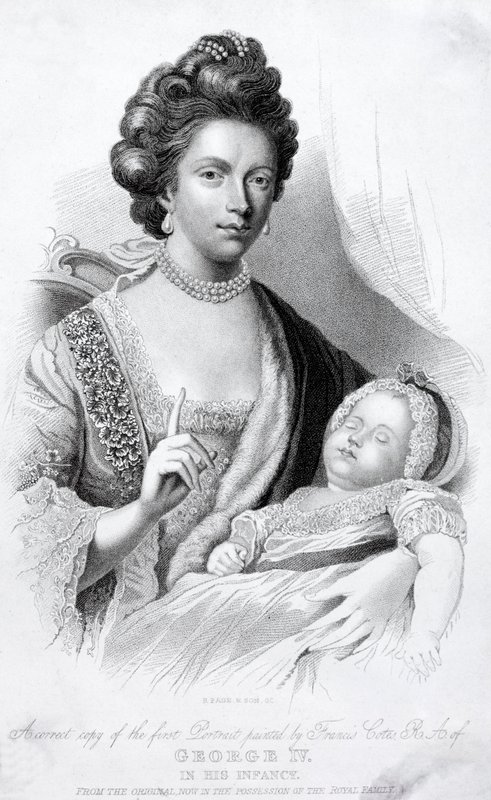 Queen Charlotte, Consort of King George III, with their baby son, the future Prince Regent and King George IV 作者 英语学校
