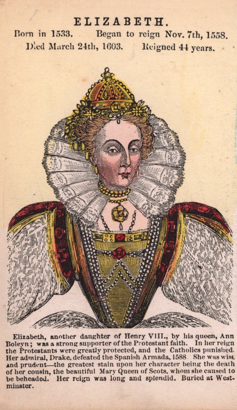 Queen Elizabeth I (coloured engraving) 作者 英语学校