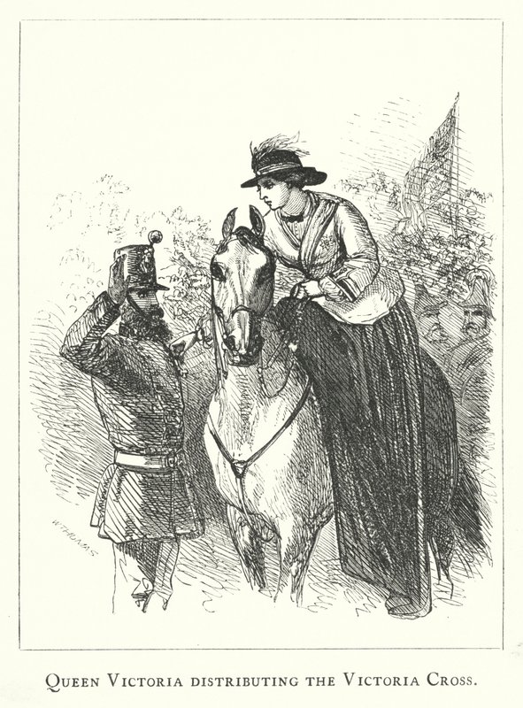 维多利亚女王分发维多利亚十字勋章（雕刻）。 作者 英语学校