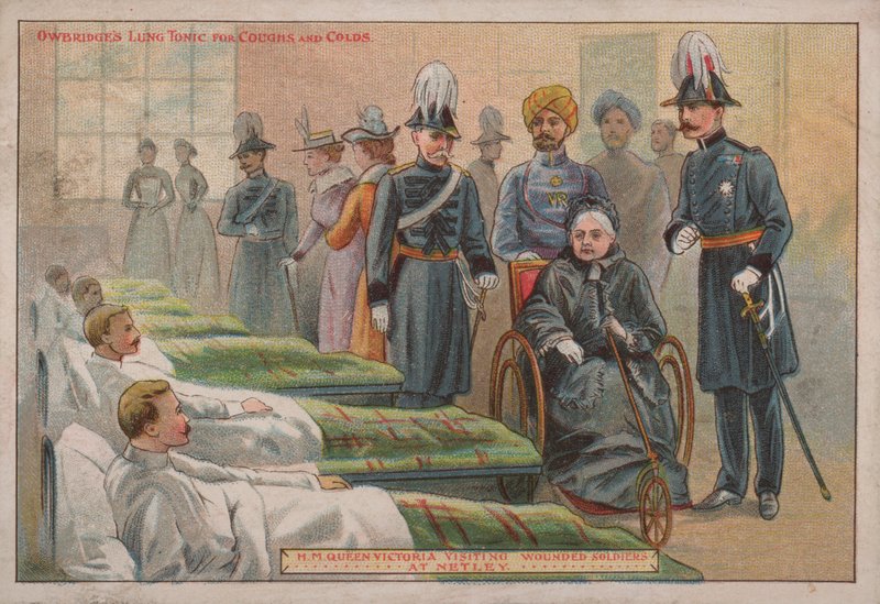 维多利亚女王在1898年在汉普郡的Netley医院探望受伤的英国士兵 作者 英语学校