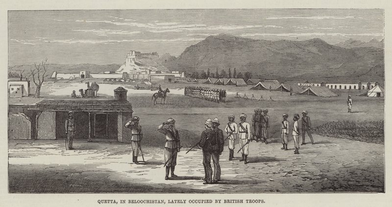 奎达，在 Beloochistan，最近被英国军队占领（雕刻） 作者 英语学校