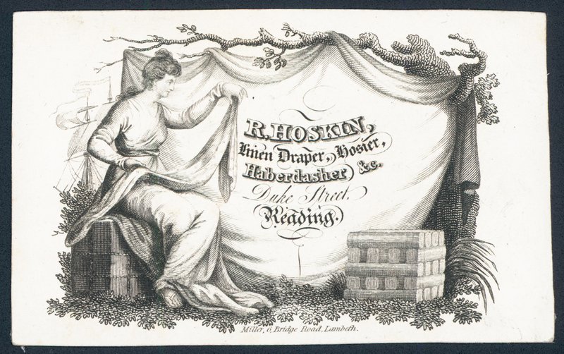 R Hoskin，亚麻布料，hosier，haberdasher，贸易卡 作者 英语学校