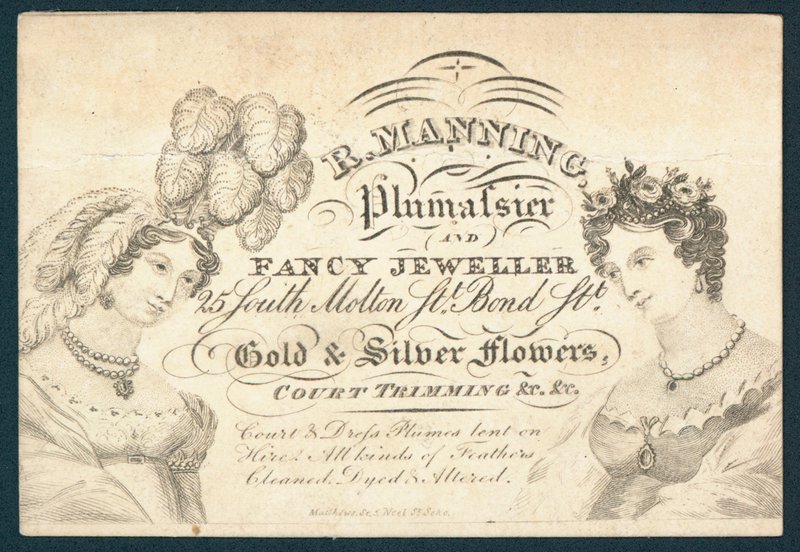 R Manning，Plumassier和花式珠宝商，贸易卡 作者 英语学校