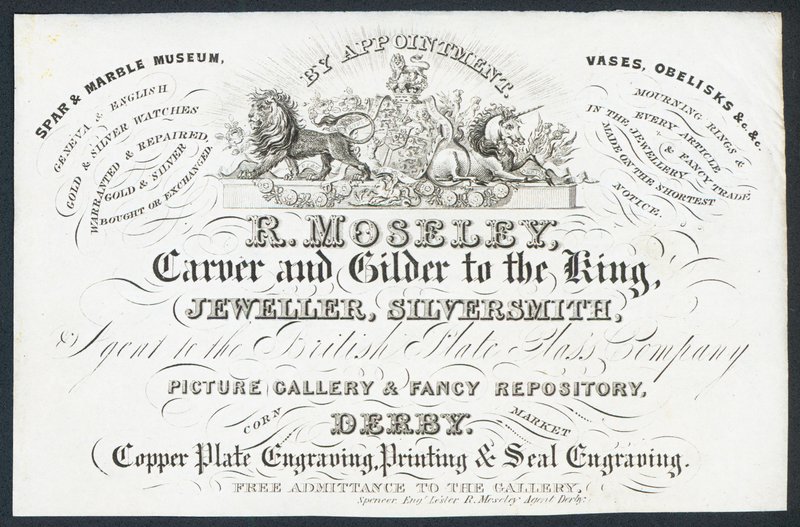 R Moseley，雕刻师和吉尔德国王，交易卡 作者 英语学校