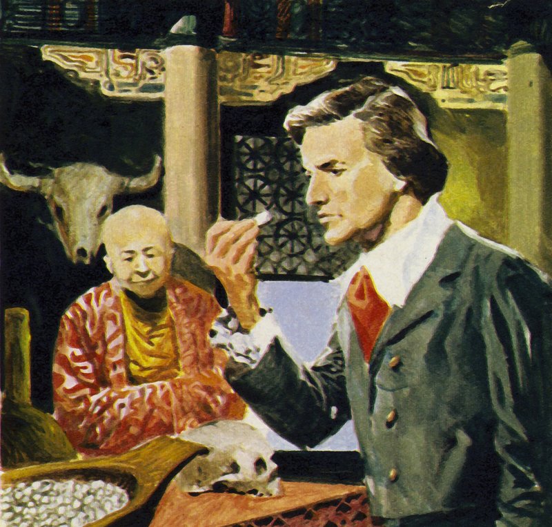 Ralph von Koenigswald在一家中国古玩店里发现了一个巨型生物的牙齿 作者 英语学校