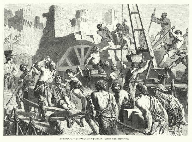 Rebuilding the Walls of Jerusalem, after the Captivity (engraving) 作者 英语学校