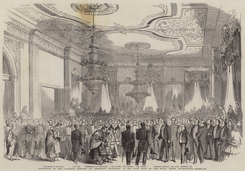 Reception of the Japanese Embassy by President Buchanan in the East Room of the White House, Washington (engraving) 作者 英语学校
