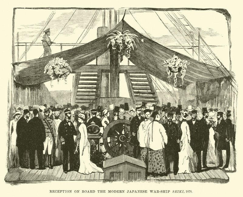 1878年现代日本战舰精机上的接待处 作者 英语学校