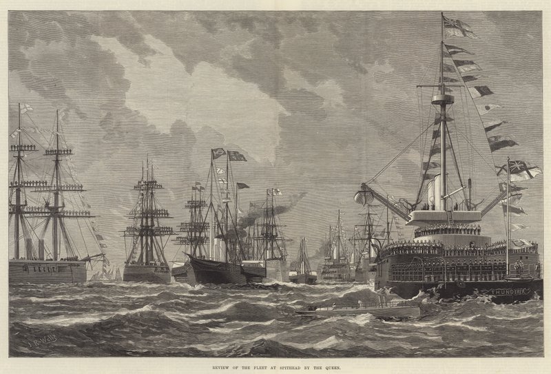女王对 Spithead 舰队的回顾（版画） 作者 英语学校